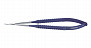 Микроножницы с прямой ручкой, острым кончиком, плоским лезвием 15,3 мм, изогнутые вправо, общ. длина 180 мм